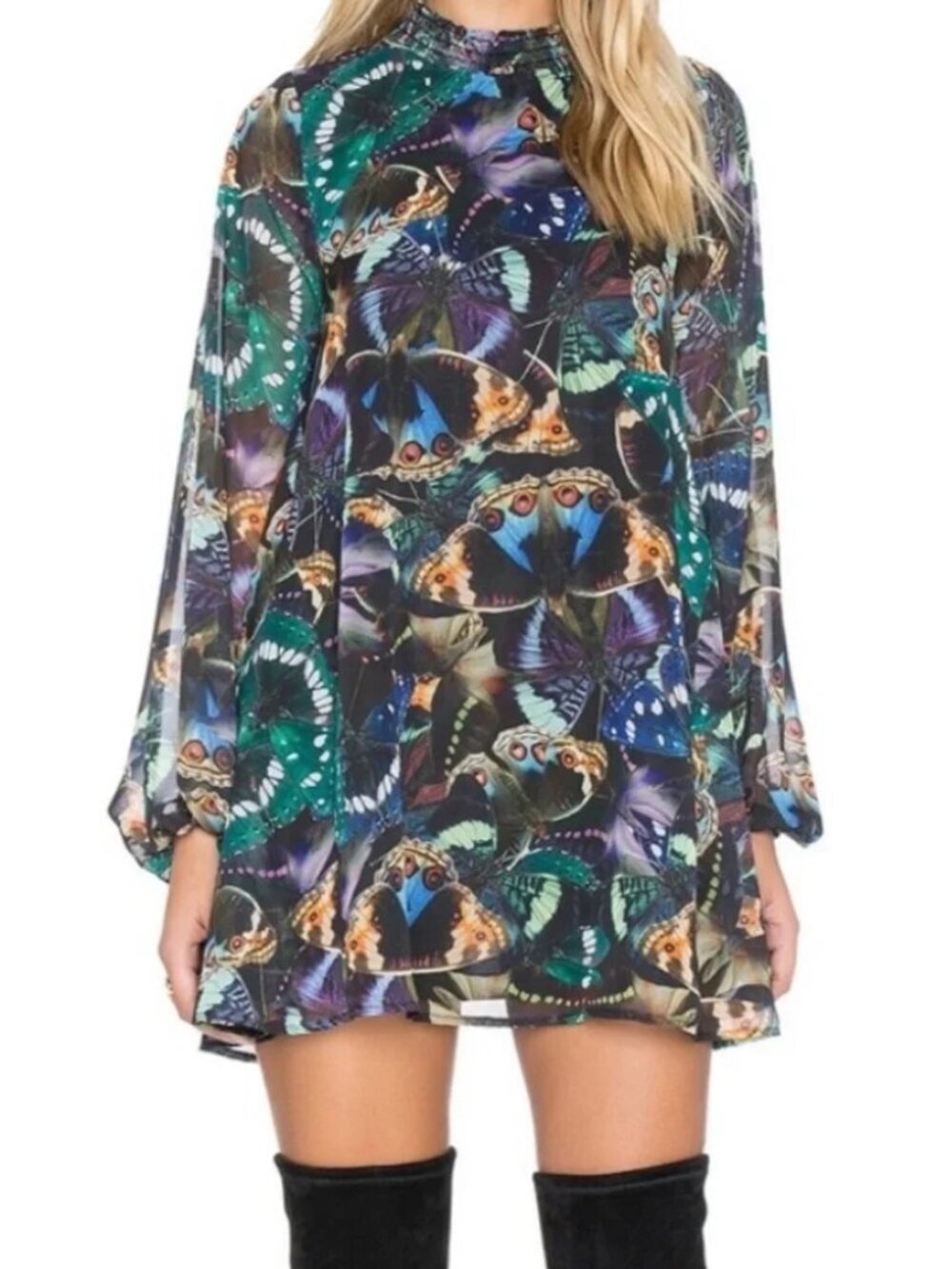 Show Me Your MuMu Butterfly Printed Junebug Bell Mini Dress